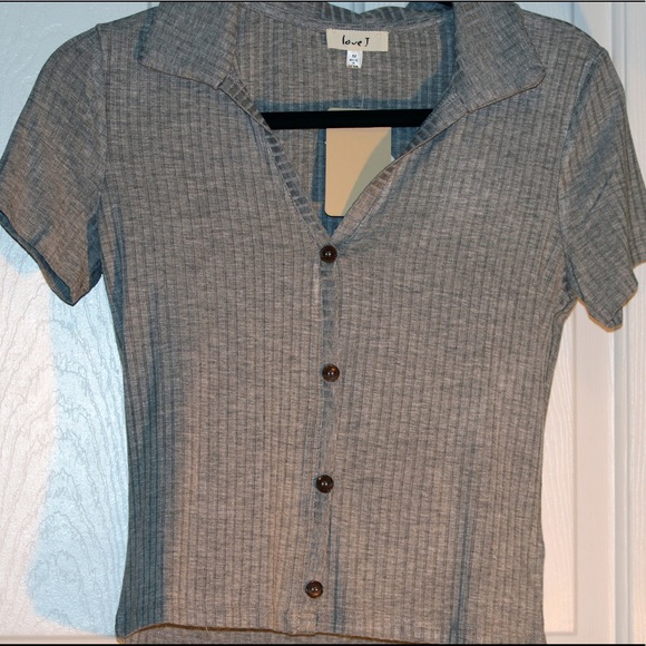 Grey Button Crop Top - Picture 5 of 5